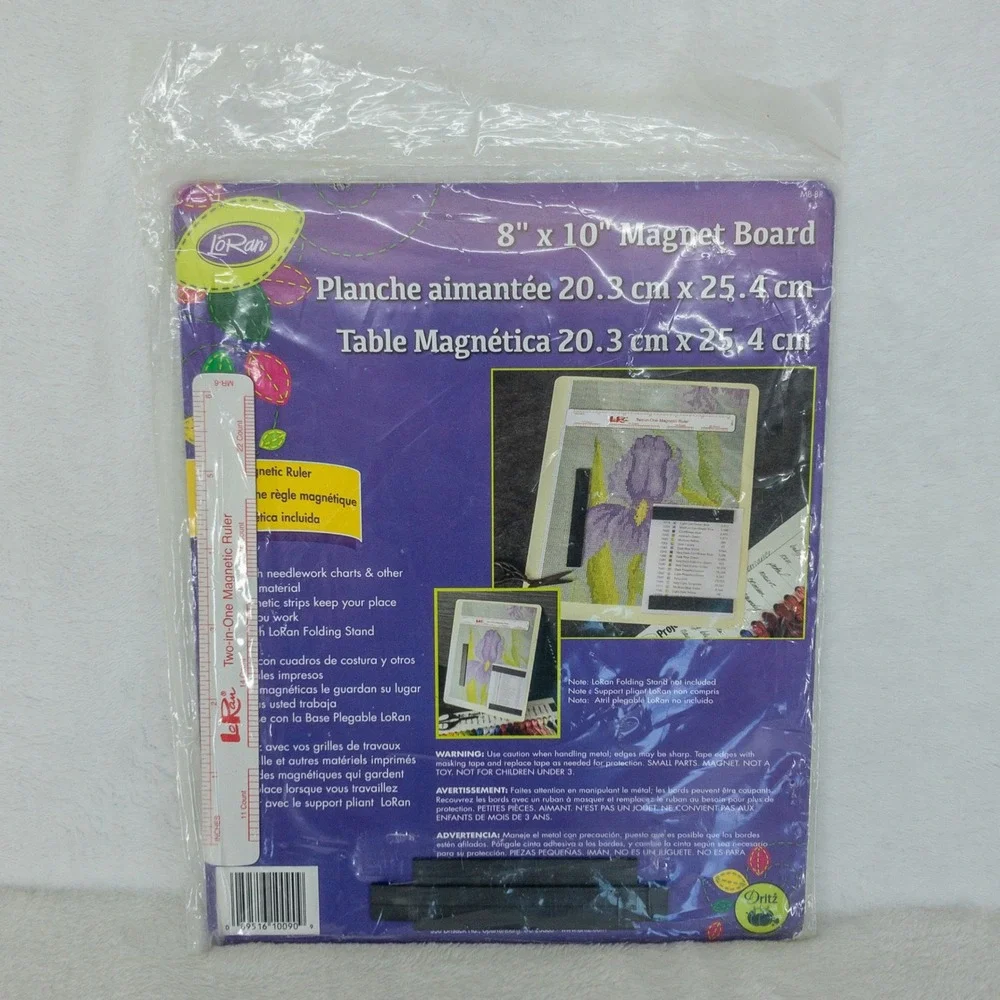 LoRan Magnet Board‎ 8x10 White Needlework Chart Holder with Ruler New